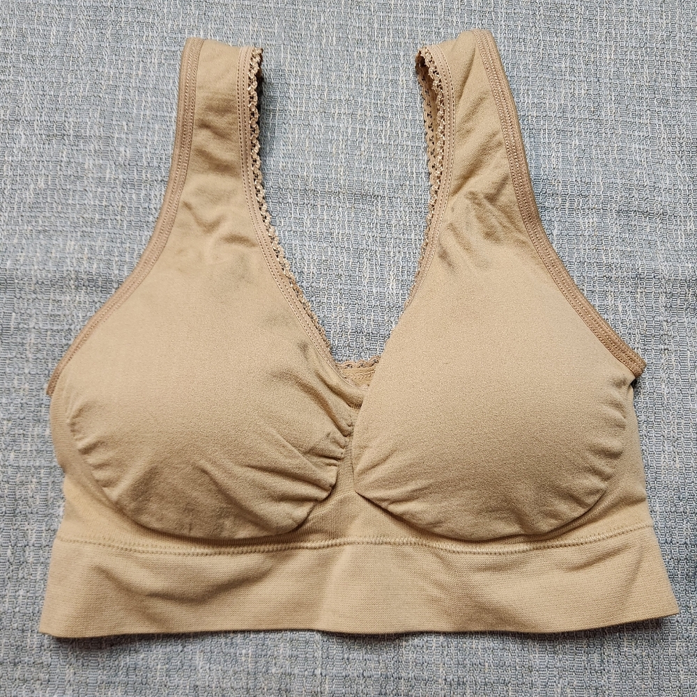 Genie Bra Womens Tan XL Padded Wireless Bra